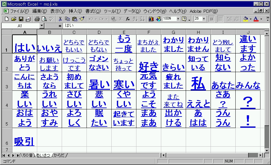 しゃべる文字盤あいさつ