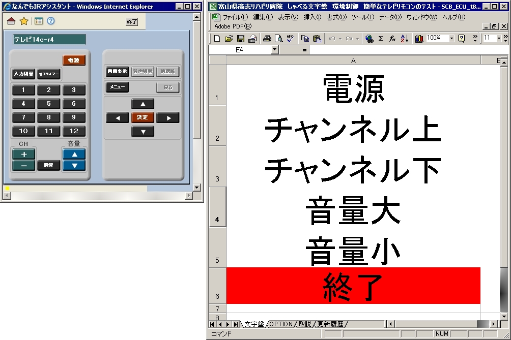 なんでもＩＲアシスタントとしゃべる文字盤環境制御